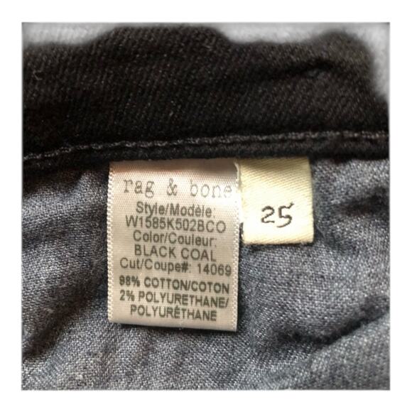 Rag & Bone Jeans Lace Up Skinny Fit Straight Leg Black Coal Women's Size 25 - Picture 16 of 16